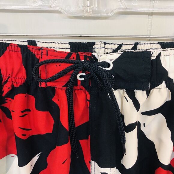 Planks Hawaiian Sz M Red White Blue Hibiscus Board Shorts Swimsuit Swim Trunk - Picture 5 of 11